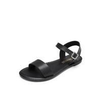 DREAM PAIRS Women's Cute Open Toes One Band Ankle Strap Flexible Summer Flat Sandals HOBOO-NEW,Size 6,All/Black,HOBOO-NEW