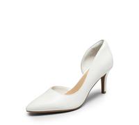 DREAM PAIRS Women's Dress High Heels Pumps Closed Pointed Toe Stiletto D'Orsay Shoes for Wedding Party, White-pu, 4.5 UK