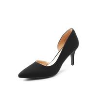 DREAM PAIRS Women's Dress High Heels Pumps Closed Pointed Toe Stiletto D'Orsay Shoes for Wedding Party, Black-suede, 4.5 UK