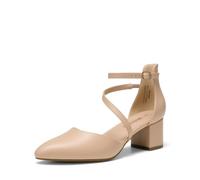 DREAM PAIRS Women's Dress Shoes Block Heels Pumps | 2.16" Block Heel, Closed Pointed Toe, Ankle Strap, Instep Strap, Non-slip TPR Outsole, Latex Insole