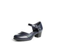 DREAM PAIRS Women's Dress Shoes Mary Janes Comfortable Low Block Heels Pumps Round Closed Toe Chunky Ankle Strap Shoes for Work Flight,Size 7,Navy,SDPU2412W