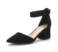 DREAM PAIRS Women's Elastic Ankle Straps Court Shoes,Black/Nubuck,7