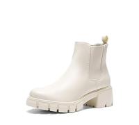DREAM PAIRS Women's Elastic Chelsea Ankle Boots Platform Low Chunky Block Heel Lug Sole Slip on Fall Heeled Boots SDAB2316W,Size 7,Beige,SDAB2316W