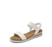 DREAM PAIRS Womens Elastic Flat Sandals Open Toe Summer Espadrille Low Wedge Sandals SDPW2310W-E,White Size 41 (EUR)/7 UK