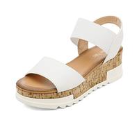 DREAM PAIRS Womens Elastic Strappy Wedge Sandals Platform Open Toe Summer Beach Low Wedges Shoes,Size 5,White,Reed-1