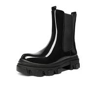 DREAM PAIRS Women's Fashion Waterproof Chelsea Boots Comfy Mid Calf Platform Chunky Boots Slip On Winter Riding Ankle Booties,Size 6.5,Black,DMB212