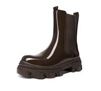 DREAM PAIRS Women's Fashion Waterproof Chelsea Boots Comfy Mid Calf Platform Chunky Boots Slip On Winter Riding Ankle Booties,Size 6,Brown,DMB212