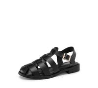 DREAM PAIRS Womens Fisherman Gladiator Braided Flat Sandal Cute Woven Strappy Closed Toe Shoes for Summer SDFS2317W BLACK-PU Size 7 UK/9 US