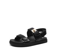 DREAM PAIRS Womens Flat Walking Sandals Arch Support Adjustable Hook and Loop Comfort Casual Summer Shoes,Size 6.5,Black,SDFS26016W