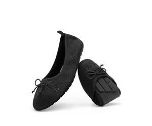 DREAM PAIRS Women's Flats, Fold Up Shoes, Foldable Ballet Flats for Women, Bowknot Round Toe Comfort Light Weight Slip-On Knit Dress Shoes, Carrier in Party,Size 7,Black,DWUMFA2502