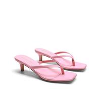 DREAM PAIRS Women's Flip Flop Kitten Heel Sandal | low flip flop heels,square toe minimalist thong design,1.97 inch slip on casual summer mules,for summmer vacation