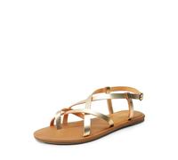 DREAM PAIRS Womens Gladiator Flat Sandals Ladies Comfortable Cross Straps Wedding Sandals SDFS2401W,Size 4.5,Gold,SDFS2401W
