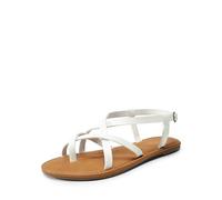 DREAM PAIRS Womens Gladiator Flat Sandals Ladies Comfortable Cross Straps Wedding Sandals SDFS2401W,Size 6,White,SDFS2401W