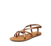 DREAM PAIRS Womens Gladiator Flat Sandals Ladies Comfortable Cross Straps Wedding Sandals SDFS2401W,Size 5.5,Brown,SDFS2401W