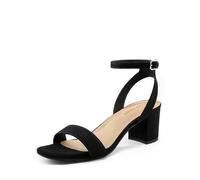DREAM PAIRS Women's Heel Sandals Ankle Strap,Black/Suede,6.5