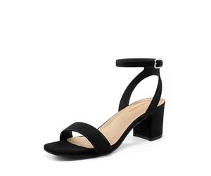 DREAM PAIRS Women's Heel Sandals Ankle Strap | Latex-padded insole, adjustable buckle ankle strap, block heel, wide fit for all-day comfort