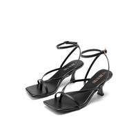 DREAM PAIRS Women's Heeled Sandals,Black-Pu,7