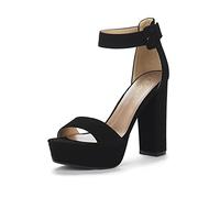 DREAM PAIRS Women's Heeled Sandals - Classic Comfort,Size 8,Black/Nubuck,HI-LO