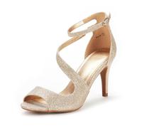 DREAM PAIRS Women's Heeled Sandals NILE,Size 5.5,Gold/Glitter,NILE