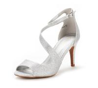 DREAM PAIRS Women's Heeled Sandals NILE,Size 6,Silver/Glitter,NILE