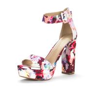 DREAM PAIRS Women's Heeled Sandals,Size 7,Floral,HI-LO