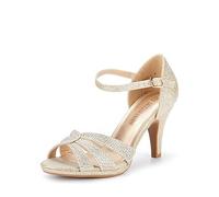 DREAM PAIRS Women's Heeled Sandals,Size 7,Gold,Amore_1