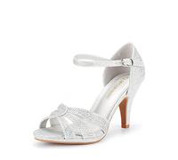 DREAM PAIRS Women's Heeled Sandals,Size 7,Silver,Amore_1