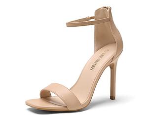 DREAM PAIRS Women's Heeled Sandals,Size 8,Nude/Pu,SDHS2215W