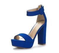 DREAM PAIRS Women's Heeled Sandals,Size 9,Royal/Blue,HI-LO