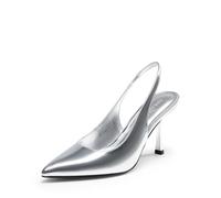 DREAM PAIRS Women's Heels Slingback Stiletto Pumps Shoes Pointed Closed Toe Kitten Heels Dress Bridal Elegant Wedding Sexy Party,Size 4.5,Silver-Pat,DWUMPU2510