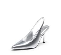 DREAM PAIRS Women's Heels Slingback Stiletto Pumps Shoes Pointed Closed Toe Kitten Heels Dress Bridal Elegant Wedding Sexy Party,Size 8,Silver-Pat,DWUMPU2510
