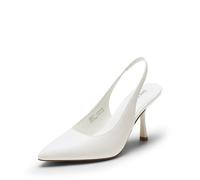 DREAM PAIRS Women's Heels Slingback Stiletto Pumps Shoes Pointed Closed Toe Kitten Heels Dress Bridal Elegant Wedding Sexy Party,Size 5.5,White-Pu,DWUMPU2510