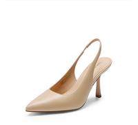 DREAM PAIRS Women's Heels Slingback Stiletto Pumps Shoes Pointed Closed Toe Kitten Heels Dress Bridal Elegant Wedding Sexy Party,Size 4,Nude-Pu,DWUMPU2510