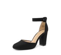 DREAM PAIRS Women's High Heel Chunky Pumps Shoes | Ankle Strap Closed Round Toe Chunky Heels Wedding Pumps Shoes for Women