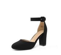 DREAM PAIRS Women's High Heel Chunky Pumps Shoes | Ankle Strap Closed Round Toe Chunky Heels Wedding Pumps Shoes for Women