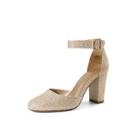 DREAM PAIRS Women's High Heel Chunky Pumps Shoes | Ankle Strap Closed Round Toe Chunky Heels Wedding Pumps Shoes for Women