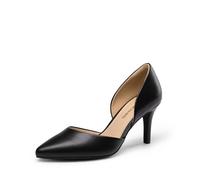 DREAM PAIRS Women's High Heel Closed Toe Pumps | D'Orsay Pumps, Closed Toe, 3-Inch Heel, Elegant V-cut Dress Stiletto, Comfort PU Padding and Lining, TPR Non-slip Sole