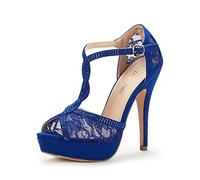 DREAM PAIRS Womens High Heel Sandals Wedding Bridal Prom Party Dress Shoes SWAN_16,Size 7,Royal/Blue,SWAN_16
