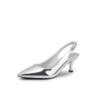 DREAM PAIRS Women's Kitten Heel Slingback Pointed Closed Toe Low Stiletto Heels Dress Bridal Elegant Wedding Pumps Shoes,Size 5,Silver-Pat,SDPU2444W