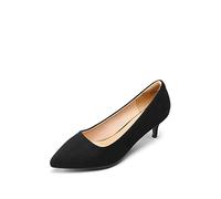 DREAM PAIRS Women's Kitten Heels Pointed Toe Dress Court Shoes Moda Black Nubuck Size 8.5 US/ 6.5 UK