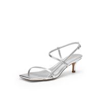 DREAM PAIRS Women's Kitten Heels Wedding Sandals,Silver,5.5