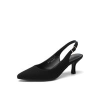DREAM PAIRS Women's Kitten Slingback Heels Pumps,Black-Suede-1,7