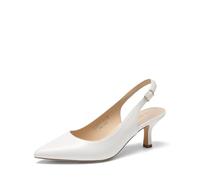 DREAM PAIRS Women's Kitten Slingback Heels Pumps,White-Pu,6