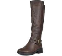 DREAM PAIRS Women's Knee High Boots, Buckle Riding Boots,Size 4.5,Brown,UNCLE