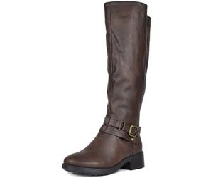 DREAM PAIRS Women's Knee High Boots, Buckle Riding Boots,Size 4.5,Brown,UNCLE