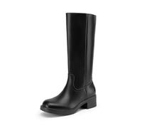 DREAM PAIRS Women's Knee-High Boots, Comfortable Chunky Block Heel Pointed Toe Pull On Side Zipper Suede Slouch Riding Boots,Size 5,Black,SDKB2312W