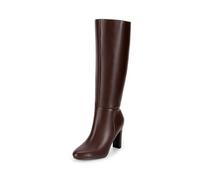 DREAM PAIRS Women's Knee-High Boots, Comfortable Chunky Block Heel Pointed Toe Pull On Side Zipper Suede Slouch Riding Boots,Size 9,Brown-Pu,SDKB2415W