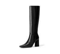 DREAM PAIRS Womens Knee High Square Toe Boots | Sleek Modern Style, 3.34’’ Block Heel, Side Zipper, Durable Flex-resistent TPU Outsole, Soft Shaft