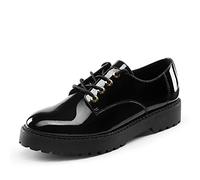 DREAM PAIRS Womens Lace Up Formal Shoes in Black Ladies Flat Low Heel Smart Derby Vintage Oxfords,SDOX2202W-E,Black/PAT,6 UK/39 (EUR)