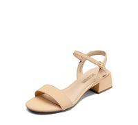 DREAM PAIRS Women's Ladies Low Heels Sandals,Nude-Nubuck,5.5